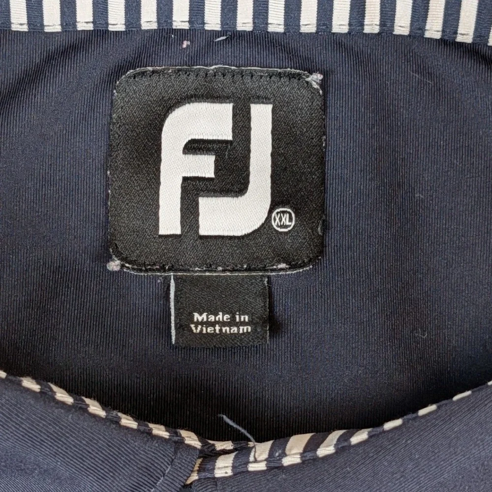 FootJoy Mens XXL Navy Blue Performance Golf‎ Polo Shirt Short Sleeve FJ Logo
